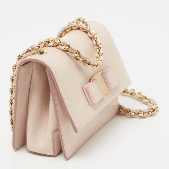 SALVATORE FERRAGAMO Pink Leather Mini Ginny Crossbody Bag - Picture 3 of 8